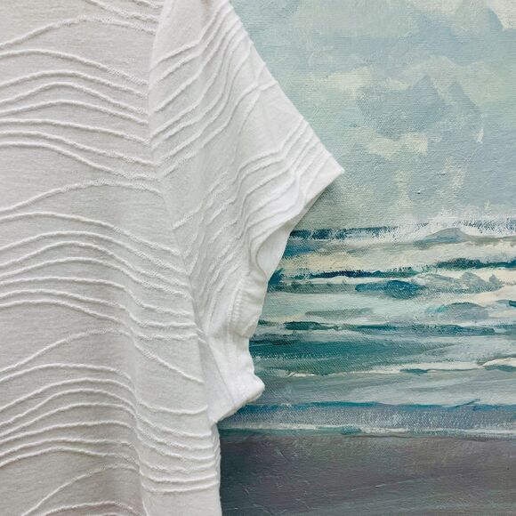 Vera Wang White Blouse XL White Flowy Blouse Semi-Sheer Blouse XL Top Flowy XL - Picture 3 of 7